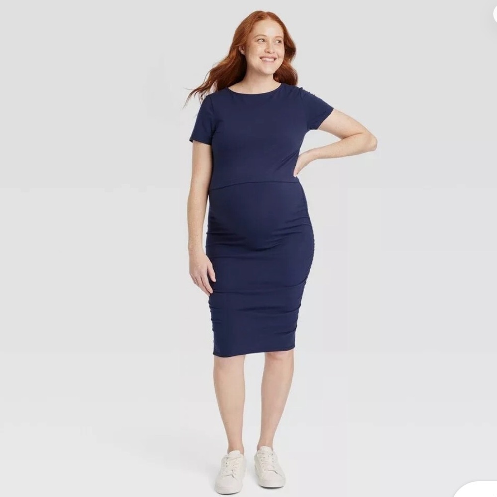 Isabel Maternity by Ingrid & Isabel Dark Blue crop tee and skirt set